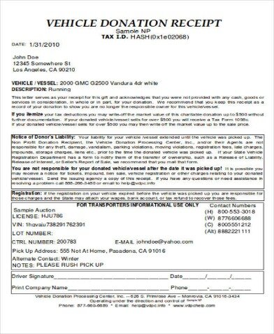 donation tax form