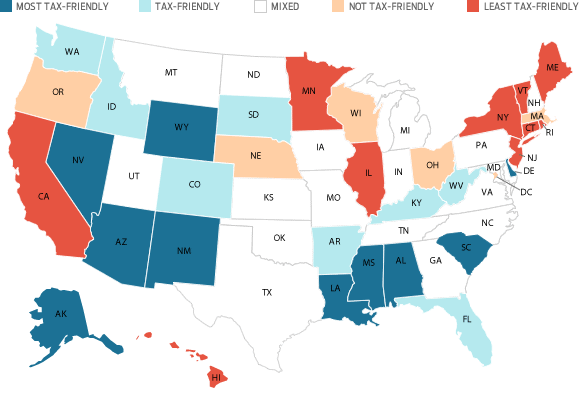 states with highest taxes